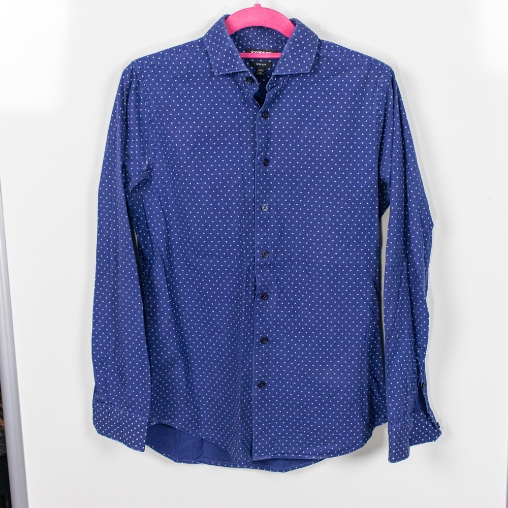 Blue and Gray Express Dot Dress Shirt